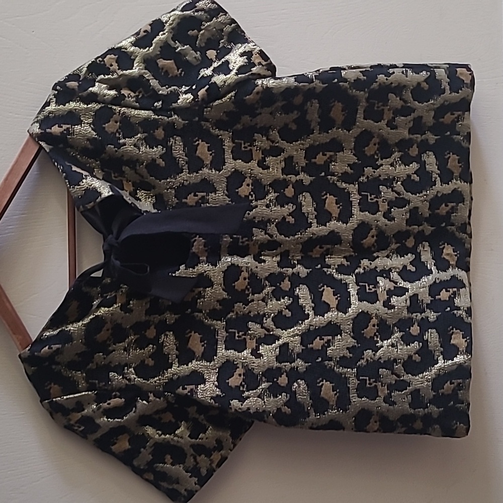 Anthropologie Hutch Metallic Leopard Jacquard Blouse Sz S - Picture 3 of 6